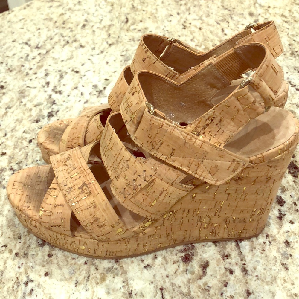Donald Pliner cork wedge sandals.